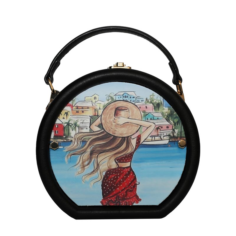 Changeable Skin’s Rounded Design Beautiful Picture Party Tote Shoulder Cross-Body Designer Girl’s Clutch Bag