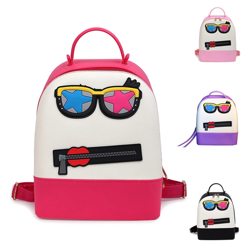 Silicone Backpack Fancy Glasses Design Candy Colors For Female And Kids